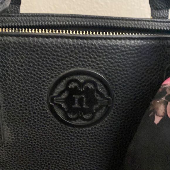 NANETTE LEPORE BLACK TOTE BAG WITH FLORAL RIBBON!!! - Picture 2 of 6